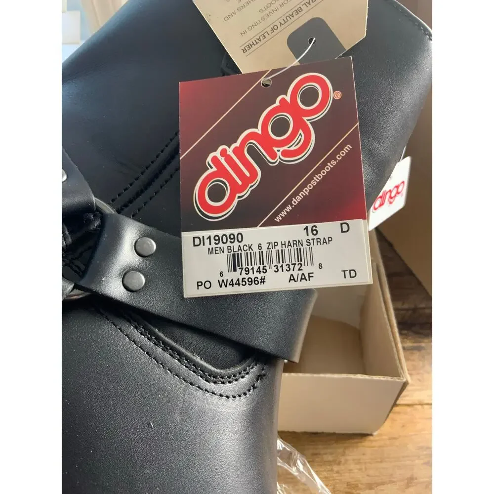 Dingo Men's Black 6 Zip Harness Motorcycle Work Boots‎ size 16D NIB